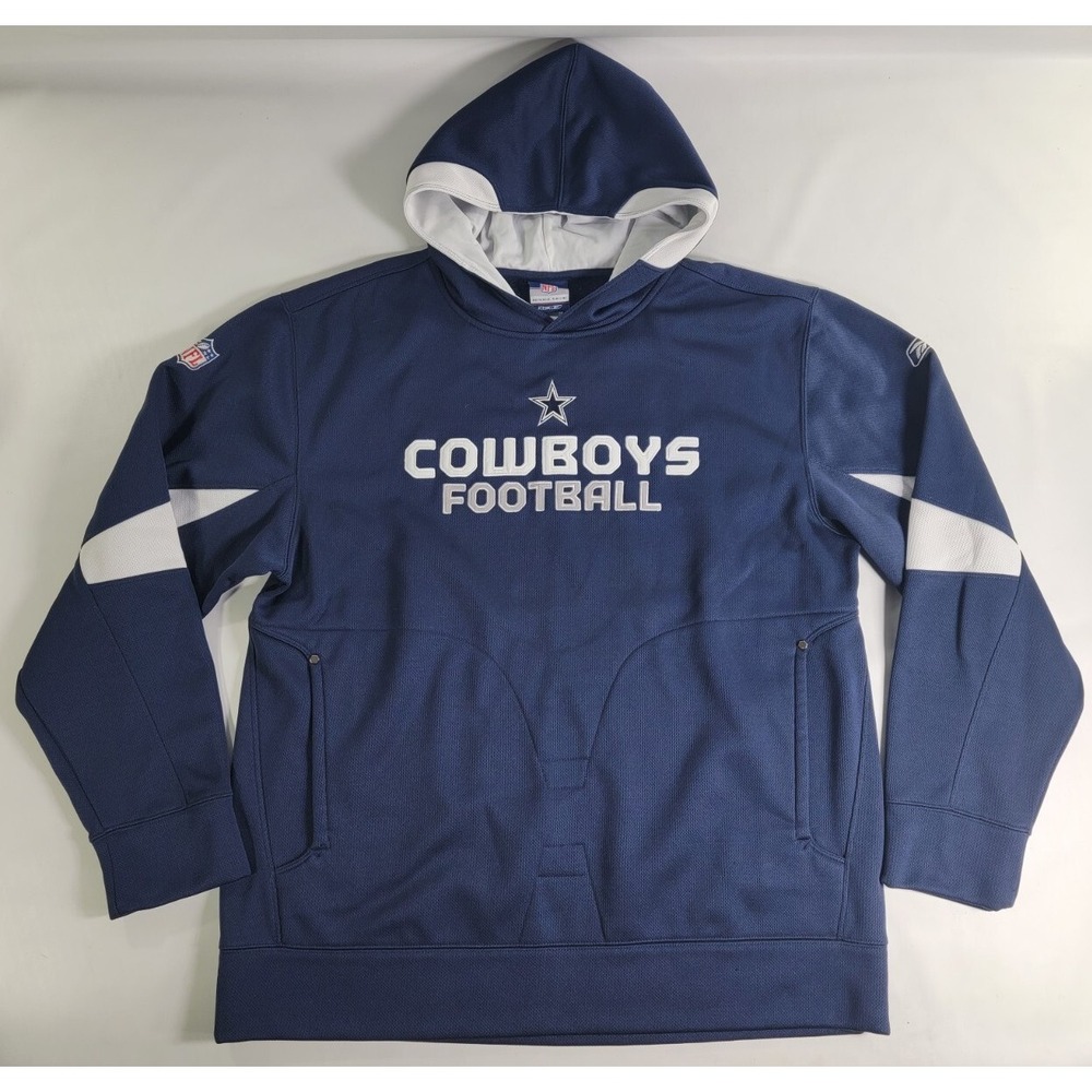 NFL Dallas Cowboys Reebok AUTHENTIC SIDELINE Hooded Sweatshirt Hoodie Sz L EUC!